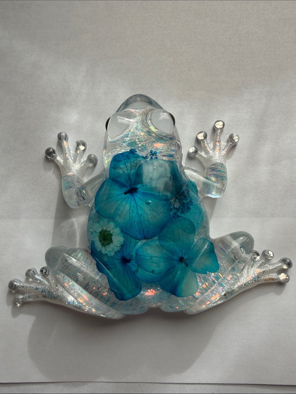 Handmade Frog with Blue Floral. 5.3”x 4”